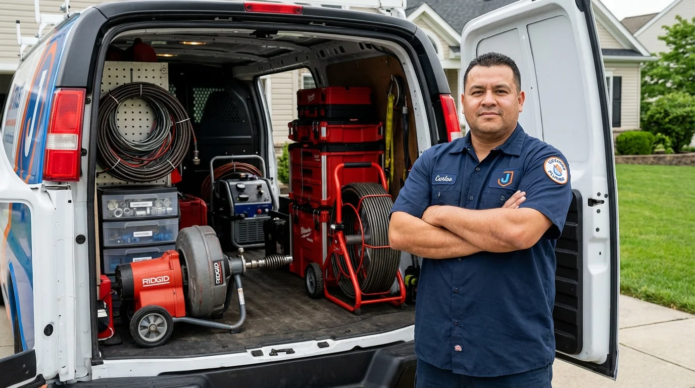 Professional drain cleaning equipment and Johns Plumbing LLC plumber in Green Forest